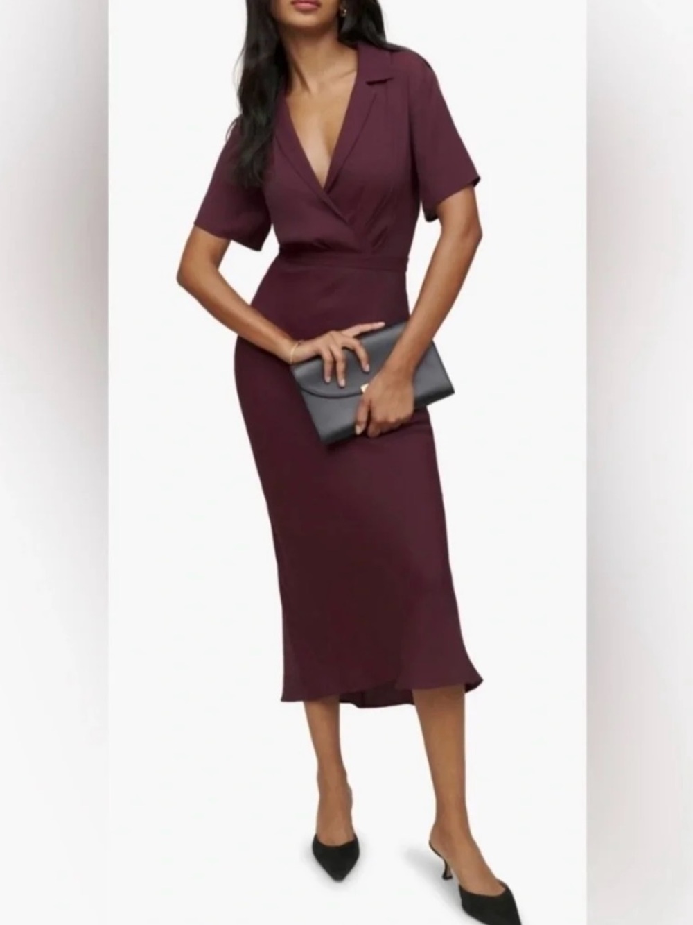 NWT Reformation Danika dress in prune XS